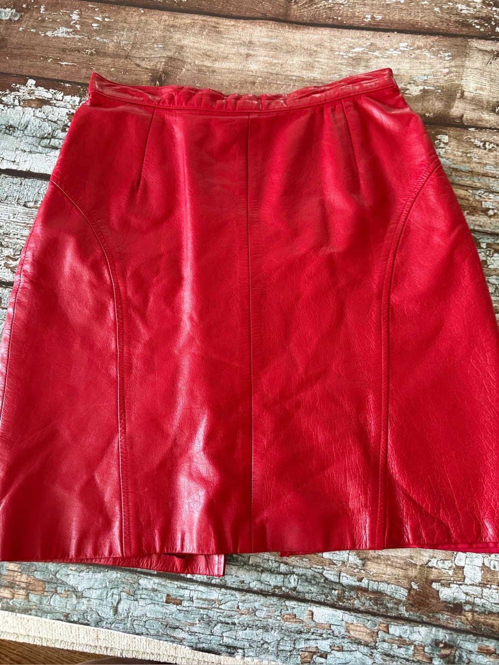 Vintage Cedars Red 💯 Leather Skirt Size Vintage 10